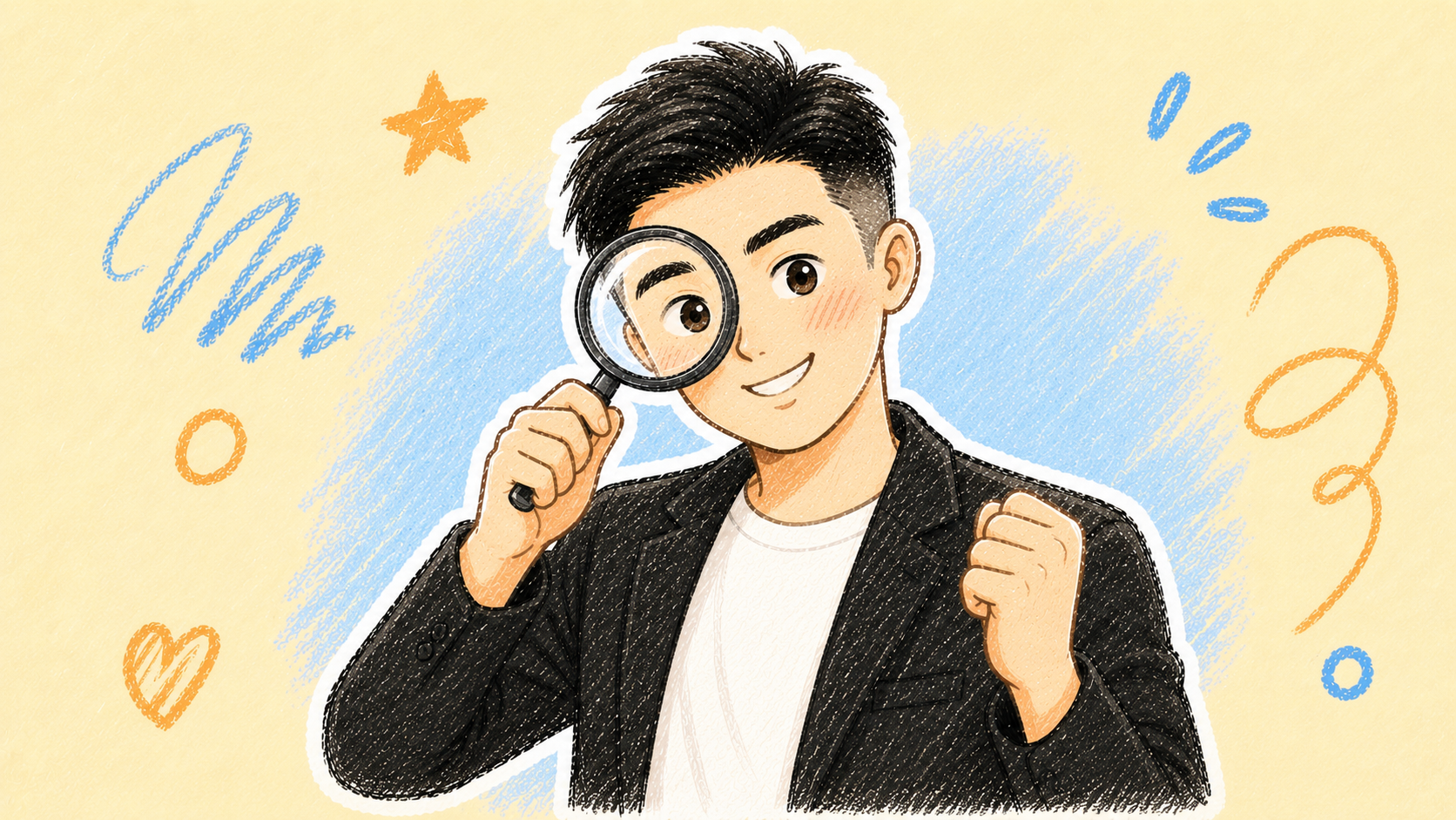 BYRON.LEO 手持放大镜的手绘个人形象